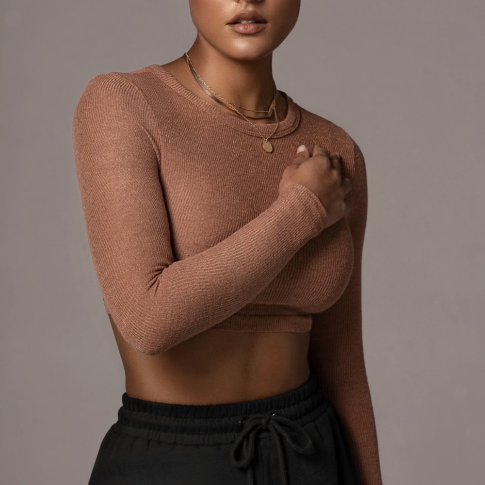 JLUXLABEL - Just Enough Ribbed Crop Top - Small